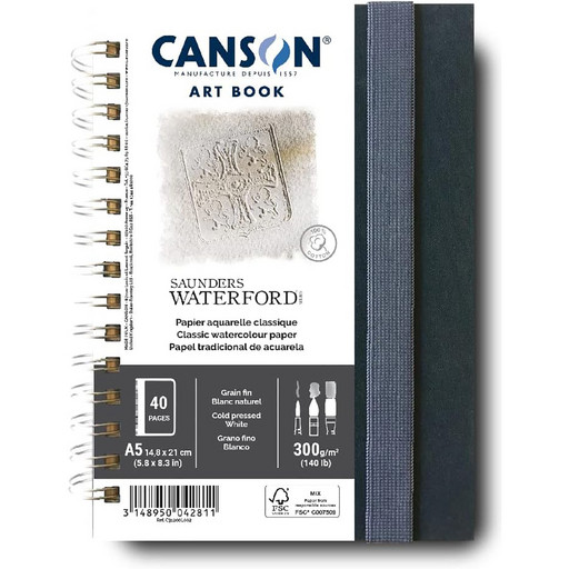 "Canson" ART BOOK Скетчбук на спирали по длин.стороне A5 300 г/м2 на спирали 20 л. C31200L002