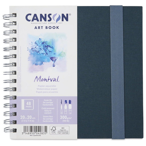 "Canson" ART BOOK Скетчбук на спирали, бумага Montval 300 г/м2 20 х 20 см на спирали 24 л. C31200L004