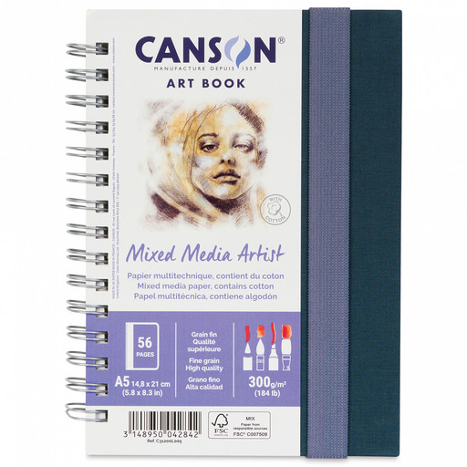 "Canson" MIX MEDIA ARTIST PORTRAIT Скетчбук A5 300 г/м2 на спирали 28 л. C31200L005
