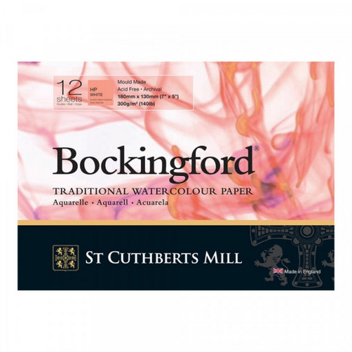 "St. Cuthberts Mill" Альбом для акварели "Bockingford HP" 100% целлюлоза 300 г/м2 13 х 18 см склейка с одной стороны 12 л. T45330001011A шероховатая гладкая