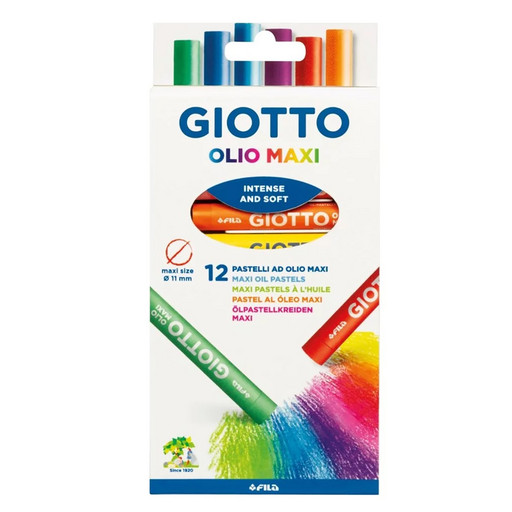 "Giotto" OLIO MAXI Масляная пастель в индивидуальной рубашке с европодвесом 12 цв. F293400