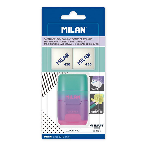 "Milan" Набор ластик и точилка для карандашей COMPACT + 2 запасных ластика BYM10451 желтый