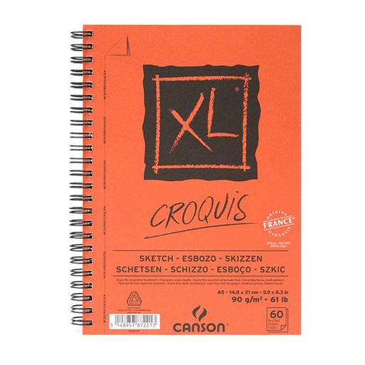 "Canson" Альбом для графики XL 90 г/м2 A5 14.8 х 21 см на спирали 60 л. С200787221 слоновая кость
