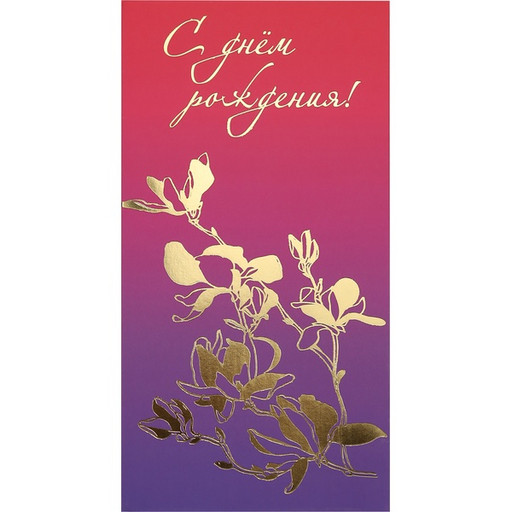 Конверт для денег Soft Touch С днём рождения!, (розовый+цветы) Dream Cards