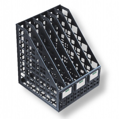 Лоток вертикальный 6 секций 245 мм СТАММ, пластиковый, сборный, перфорированный, черный