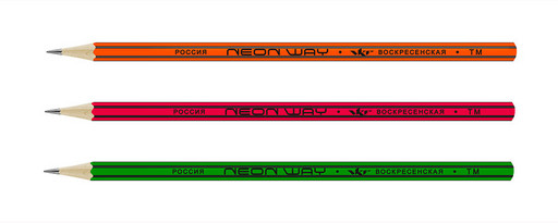 "ВКФ" "Neon way" 3P-1555 Набор графитных карандашей ОПП неон с полосками на ребрах заточенный ТМ (HB) 10 х 3 шт. ассорти