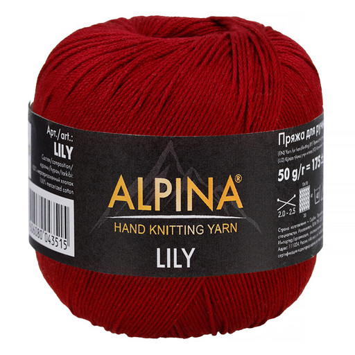 Пряжа ALPINA "LILY" 2 100% мерсеризованный хлопок 10 шт. х 50 г 175 м ± 5 м
