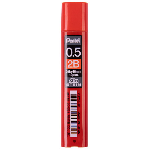 "Pentel" Грифели для карандашей автоматических Ain Stein 0.5 мм 12 грифелей в тубе C275S-2B 2B