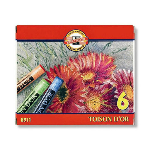 "KOH-I-NOOR Hardtmuth" пастель художественная Toison d`or мягкая 6 цв. 8511006003SV круглая в картонной коробке