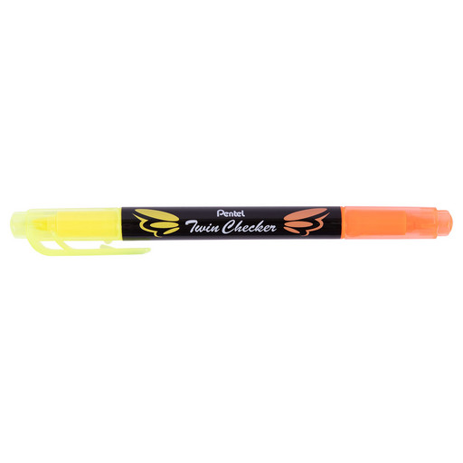 "Pentel" Текстовыделители двухцветные Twin Checker 3.5 мм перо скошенное 12 шт.