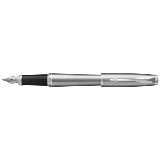 "PARKER" Ручка перьевая Parker Urban Core F309 Metro Metallic CT F сталь нержавеющая подарочной коробке 1931597 цвет чернил: синий