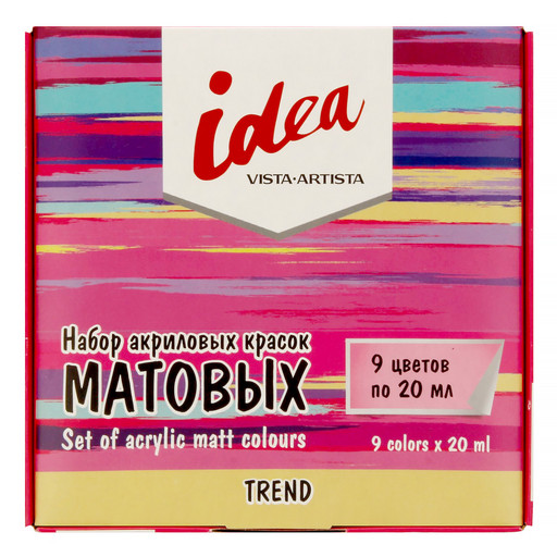 Краска акриловая "VISTA-ARTISTA" idea для декора матовая, набор IMAS-09 9 цв. х 20 мл .