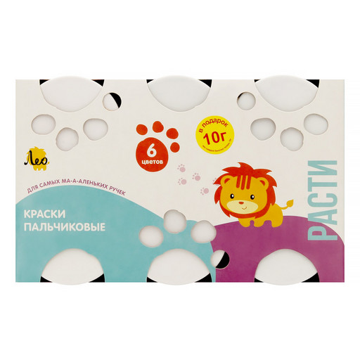 Краска пальчиковая "Лео" "Расти" набор LFINP-006 6 цв. х 70 г .