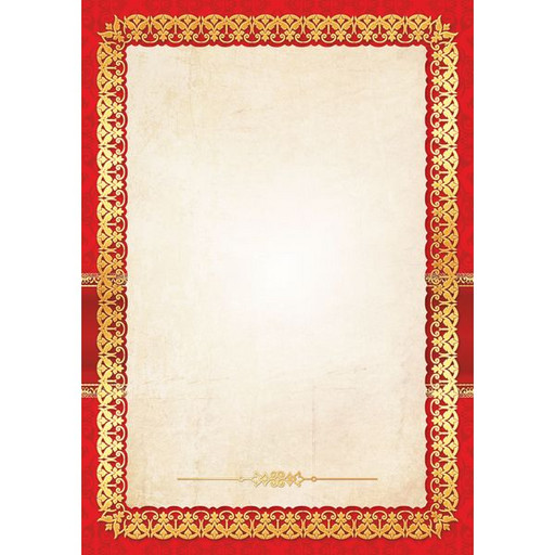 Бланк без надписей, с рамкой, А4, 105 г/м2, цв. мел. бумага, красный, Эконом