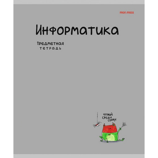Тетрадь предметная 48 л., клетка, 60 г/м², обл. мел. картон, "лен", Prof-Press Mini Friends_Информатика