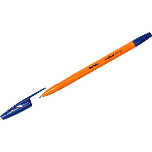 Ручка шариковая 0.7 мм, синяя, Berlingo Tribase Orange, оранжевый с синим корпус
