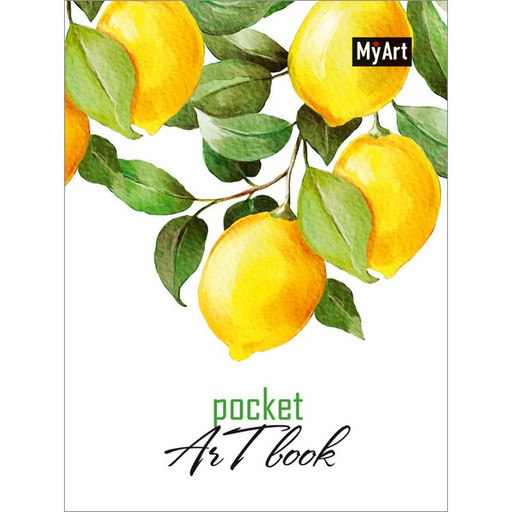 Скетчбук на склейке А6/100/80 л., белый блок, MyArt Pocket ArtBook_Лимоны, выбороч. лак, с/углы