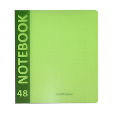 Тетрадь 48 л., клетка, ErichKrause CoverProBook Neon, с пластик. обложкой, с/углы, зеленая