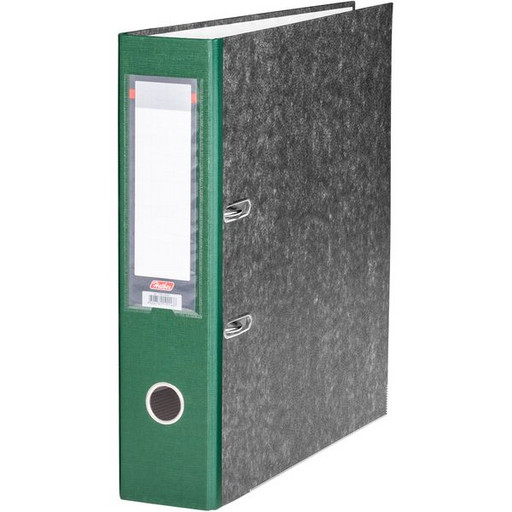 Папка–регистратор с арочным механизмом Hatber Мраморная, А4, 70 мм, м/кант, карман, т.зеленый