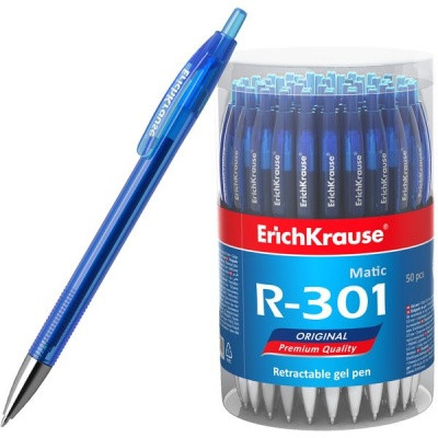 Ручка гелевая автоматическая ErichKrause® R-301 Original Gel Matic 0.5 синяя