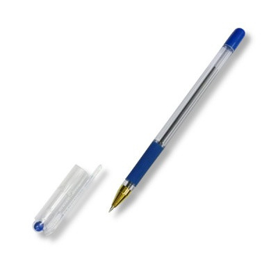 Ручка шариковая 0,5 мм синяя MunHwa MC Gold, масляная основа, резиновый грип