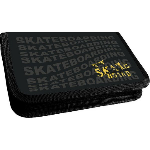 Пенал 1 отд., на молнии, 205*115*30 мм LAMARK SkateBoard black, ж/корпус, Soft touch, лам. картон