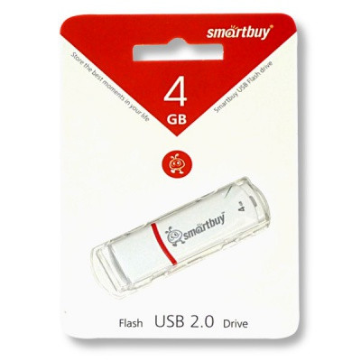 Флеш-накопитель USB 2.0, 4 ГБ, Smartbuy Crown_белый