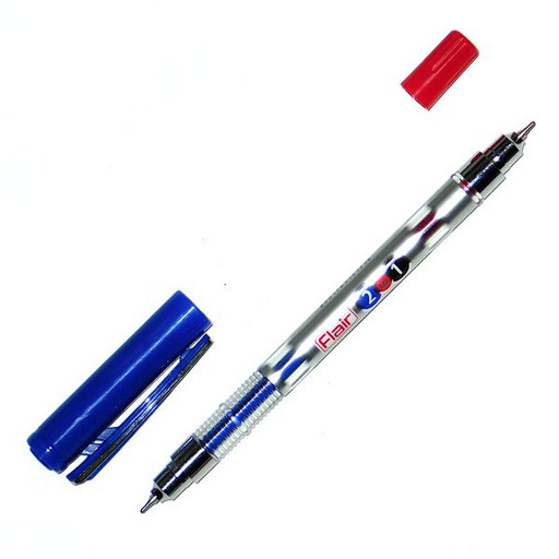 Ручка шариковая двусторонняя, синяя/красная, 0.7 мм, Flair 2-IN-1, игольчатый ПУ, чернила на м/о