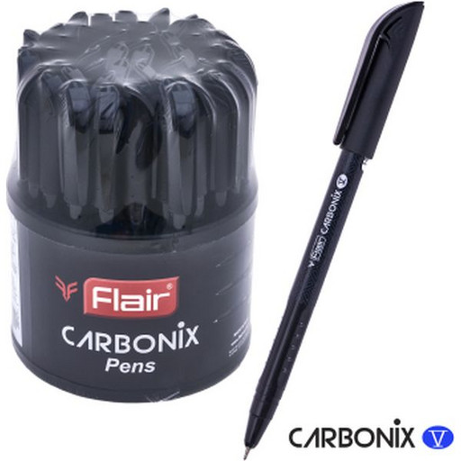 Ручка шариковая 0,7 мм синяя Flair CARBONIX V, игольчатый ПУ, чернила п/вязкости, карбоновый корпус