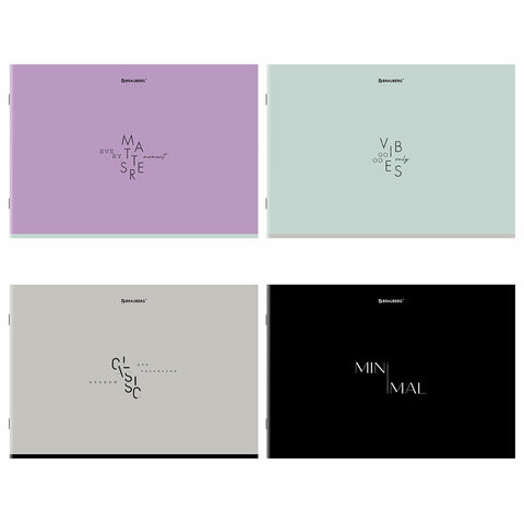 Альбом для рисования А4, 40 листов, скоба, обложка картон, BRAUBERG, 203х288 мм, "МИНИМАЛ" (4 вида), 107116 Альбом для рисования А4, 40 листов, скоба, обложка картон, BRAUBERG, 203х288 мм, "МИНИМАЛ" (4 вида), 107116