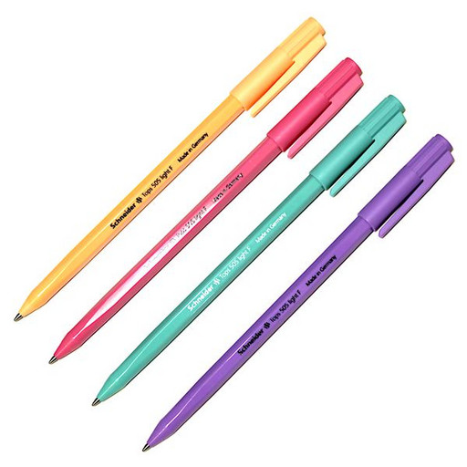 Ручка шариковая 0,8 мм синяя Schneider Tops 505 F. Light Pastel, одноразовая, масл. основа, ассорти