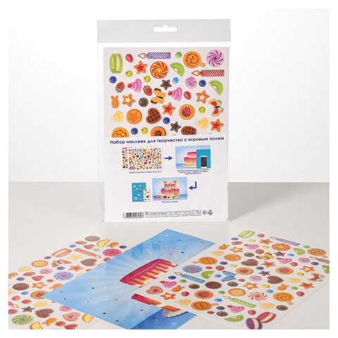Наклейки бумажные с игровым полем НАБОР 2 листа, 184 наклейки, "Сладкое настроение", HATBER, 2Н5н Наклейки бумажные с игровым полем НАБОР 2 листа, 184 наклейки, "Сладкое настроение", HATBER, 2Н5н