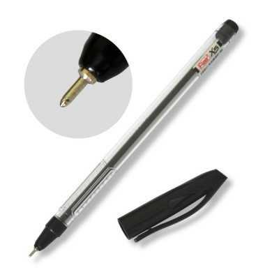 Ручка шариковая 0,7 мм черная Flair X-5, игольч. ПУ, чернила на м/о, рифленый грип, прозрач. корпус