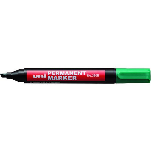 Маркер перманентный 1,0-4,5 мм, зеленый UNI 380B, клиновидный ПУ
