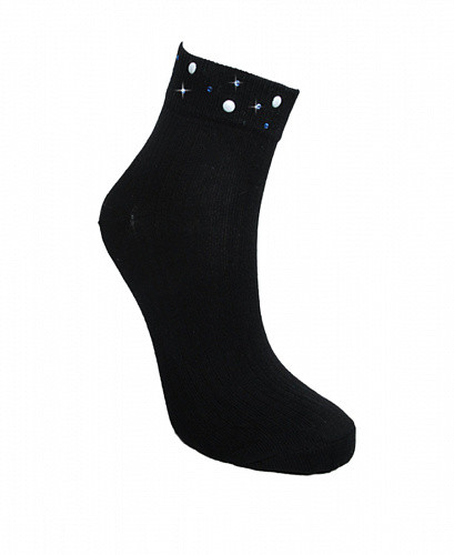 Женские черные носки со стразами