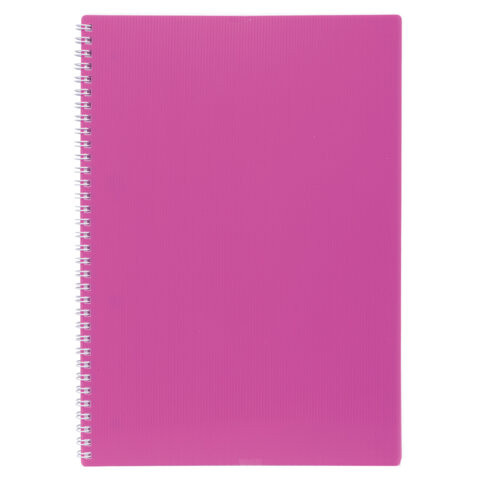 Тетрадь обложка пластик, А4, 80 л., гребень, клетка, HATBER, "LINE NEON" Розовая, 081545, 80Т4В1гр_03033