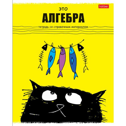 Тетрадь предметная 48 л., клетка, Hatber Черный кот. Алгебра, 65 г/м2, скруг. углы