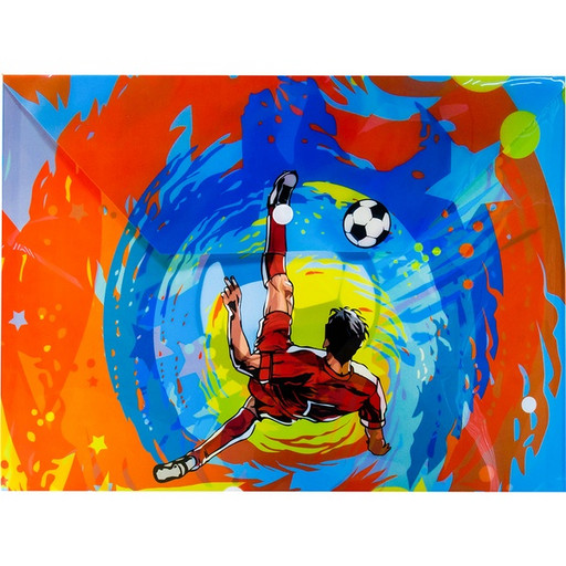 Папка-конверт на кнопке, А4, PP 180 мкм, непрозрачная, J.Otten Футбол