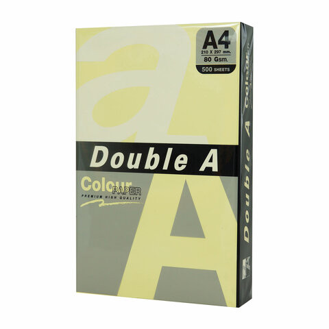 Бумага цветная DOUBLE A, А4, 80 г/м2, 500 л., пастель, светло-желтая