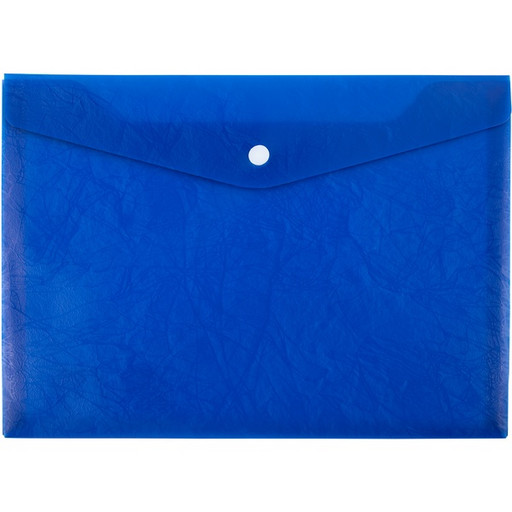 Папка-конверт на кнопке, А4, PP 180 мкм, полупрозрачная, "волокно", Expert Complete Premier New_синяя