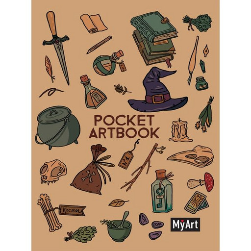 Скетчбк на склейке А6/100/80 л., белый блок, MyArt Pocket ArtBook. Магия, выб. лак, с/углы