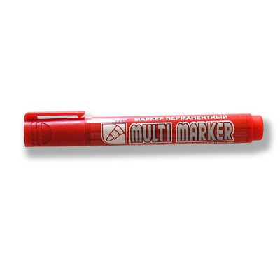 Маркер перманентный, красный, 3.0 мм, пулевидный, CROWN Multi marker