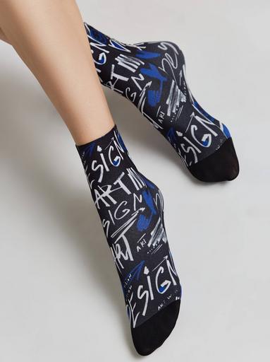 CONTE FANTASY Плотные носки с черным мыском и рисунком «Art Design»