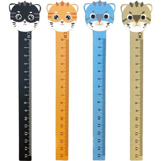 Линейка 15 см, деревянная, фигурная, ассорти 4 дизайна, deVENTE Kittens