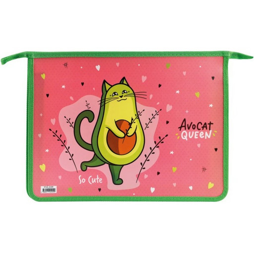Папка А4 на молнии, 1 отд., PP, непрозр., печ. 2-ст., ArtSpace AvoCat
