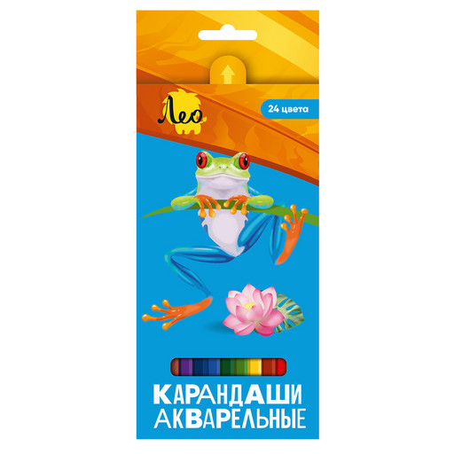 "Лео" "Ярко" LBSWP-24 Набор акварельных карандашей заточенный 4 х 24 цв. .