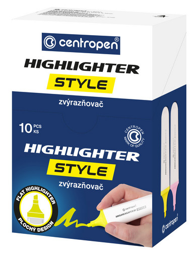 "Centropen" Текстовыделитель HIGHLIGHTER STYLE 1-4.6 мм СК/Распродажа перо скошенное 10 шт.