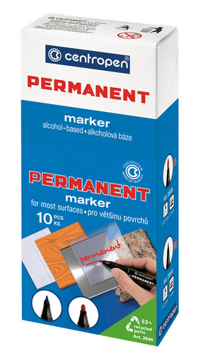 "Centropen" Маркер PERMANENT 1мм перо игольчатое 10 шт.
