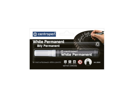 "Centropen" Маркер BL WHITE PERMANENT 2.5 мм перо круглое 8586/1 белый