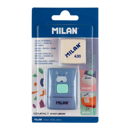 "Milan" Ластик и кисточка COMPACT Fun Animals BYM10472FA+1 запасной ластик 430 в блистере 3.9х2.9х0.9 см BYM10472FA ассорти